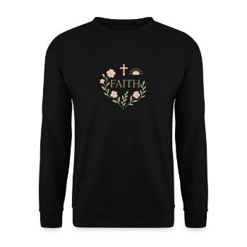 Glaube Blütenkranz Design - Unisex Pullover - Schwarz - Vorne - Alina (178cm) & Michal (187cm)