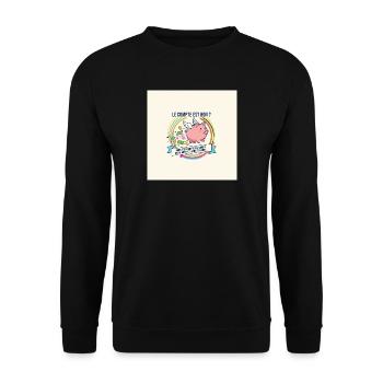 Der Graf ist ein gutes geflügeltes Schwein - Unisex Pullover - Schwarz - Vorne - Alina (178cm) & Michal (187cm)