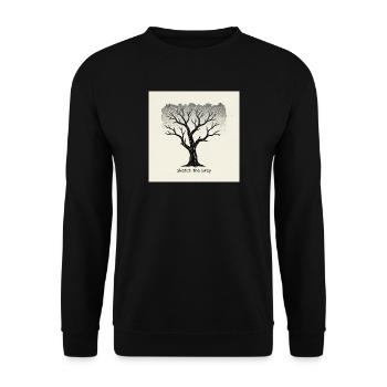 Stadtbaum Linolschnitt "Sketch the Grey" - Unisex Pullover - Schwarz - Vorne - Alina (178cm) & Michal (187cm)