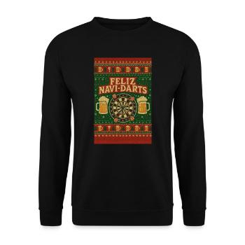 Feliz Navi Darts Christmas Dartboard - Unisex Sweatshirt - black - Front - Alina (178cm) & Michal (187cm)