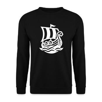 Wikingerschiff Drachenboot - Unisex Pullover - Schwarz - Vorne - Alina (178cm) & Michal (187cm)
