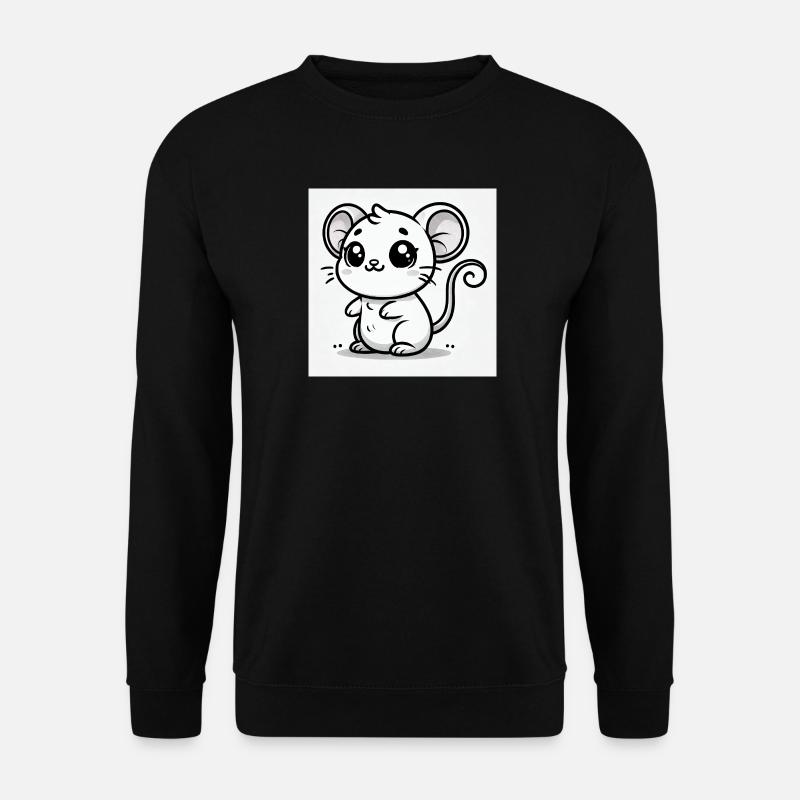 Kawaii-Maus Schwarz-Weiß - Unisex Pullover - Schwarz