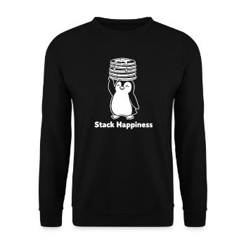 Stack Happiness Pinguin Pfannkuchen - Unisex Pullover - Schwarz - Vorne - Alina (178cm) & Michal (187cm)