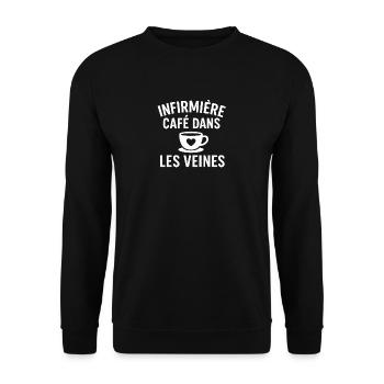 Coffee Nurse in the Veins - Unisex Sweatshirt - black - Front - Alina (178cm) & Michal (187cm)