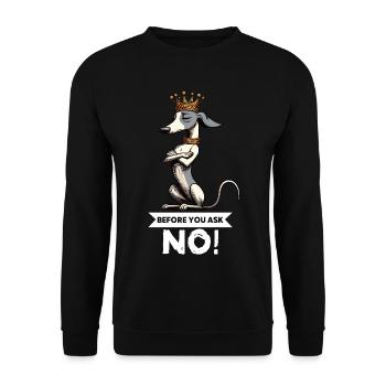 Avant de demander Whippet Lévrier Whippets Lévriers - Sweat-shirt Unisexe - noir - Devant - Alina (178cm) & Michal (187cm)