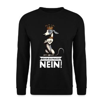 Bevor Du Fragst  Whippet Windhund Whippets  - Unisex Pullover - Schwarz - Vorne - Alina (178cm) & Michal (187cm)