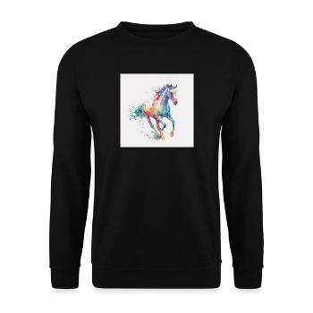 Explosion aquarelle du cheval arc-en-ciel - Sweat-shirt Unisexe - noir - Devant - Alina (178cm) & Michal (187cm)