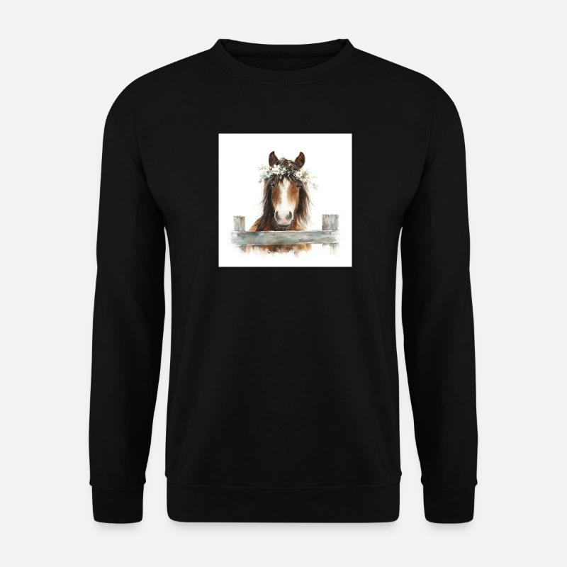 Floral Crowned Pony - Unisex Sweatshirt - black