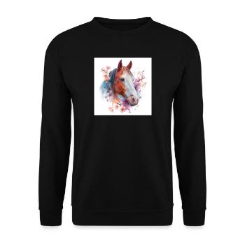 Floral Watercolor Horse - Unisex Sweatshirt - black - Front - Alina (178cm) & Michal (187cm)