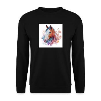Watercolor Horse Bloom Portrait - Unisex Sweatshirt - black - Front - Alina (178cm) & Michal (187cm)