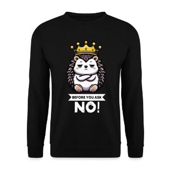 Before You Ask Igel Igelliebhaber Igelfan Stachel - Unisex Pullover - Schwarz - Vorne - Alina (178cm) & Michal (187cm)