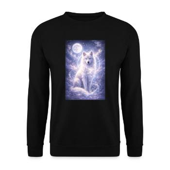 Mystic Wolf Moon Sticker Fantasy Animal Spiritual - Unisex Sweatshirt - black - Front - Alina (178cm) & Michal (187cm)