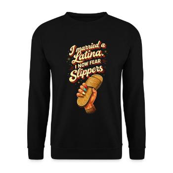 Marié à une Latina Je crains maintenant les chaussons - Sweat-shirt Unisexe - noir - Devant - Alina (178cm) & Michal (187cm)