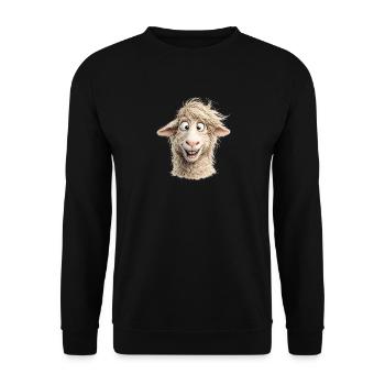 Happy Sheep Portrait - Unisex Sweatshirt - black - Front - Alina (178cm) & Michal (187cm)