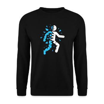 Blaue explodierte Silhouette - Unisex Pullover - Schwarz - Vorne - Alina (178cm) & Michal (187cm)