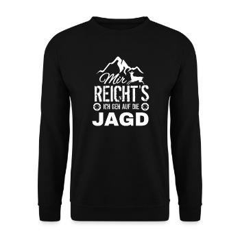 Mir Reicht's Jagd Motiv - Unisex Pullover - Schwarz - Vorne - Alina (178cm) & Michal (187cm)