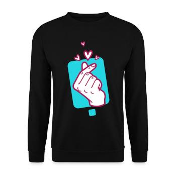 Kpop Koreanisch Finger Herz Niedlich Koreanische Pop-Liebe - Unisex Pullover - Schwarz - Vorne - Alina (178cm) & Michal (187cm)