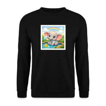 Elli the Elephant - Unisex Sweatshirt - black - Front - Alina (178cm) & Michal (187cm)