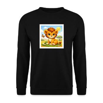 Sunny the Little Lion - Unisex Sweatshirt - black - Front - Alina (178cm) & Michal (187cm)