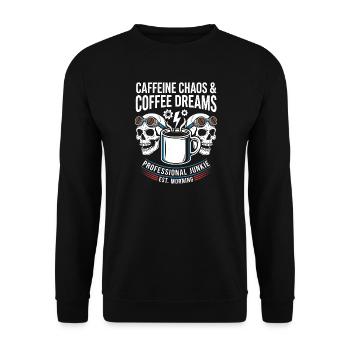 Coffee Mayhem Skulls Morning Junkie Design - Unisex Sweatshirt - black - Front - Alina (178cm) & Michal (187cm)