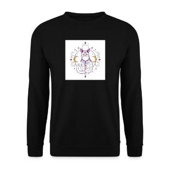mystical-cat-moon-celestial-A - Unisex Sweatshirt - black - Front - Alina (178cm) & Michal (187cm)