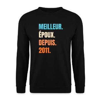 Meilleur Époux Depuis 2011 Cadeau Mari - Sweat-shirt Unisexe - noir - Devant - Alina (178cm) & Michal (187cm)