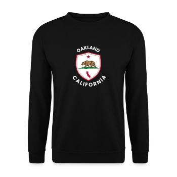 Oakland Bear Flag Emblem - Unisex Sweatshirt - black - Front - Alina (178cm) & Michal (187cm)