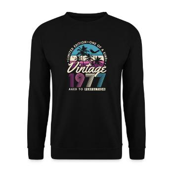 Cadeau d’anniversaire rétro vintage 1977 - Sweat-shirt Unisexe - noir - Devant - Alina (178cm) & Michal (187cm)