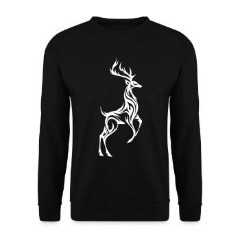Wild Deer Silhouette - Unisex Sweatshirt - black - Front - Alina (178cm) & Michal (187cm)