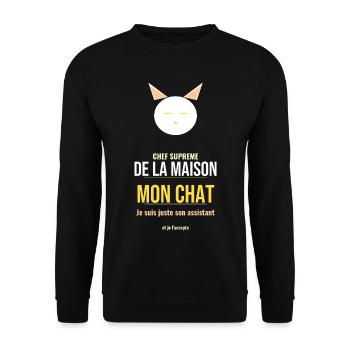Mon Chat Chef De La Maison Humour Felin Maître - Sweat-shirt Unisexe - noir - Devant - Alina (178cm) & Michal (187cm)