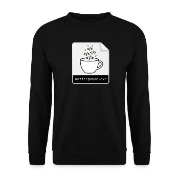 Kaffeepause.exe - IT Programmieren Informatik Code - Unisex Pullover - Schwarz - Vorne - Alina (178cm) & Michal (187cm)