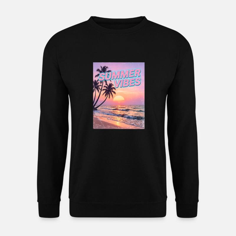 Sommervibes Retro Sunset Beach - Unisex Pullover - Schwarz