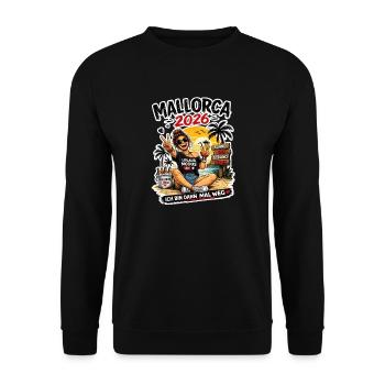 Mallorca 2026 Inselspaß - Unisex Pullover - Schwarz - Vorne - Alina (178cm) & Michal (187cm)