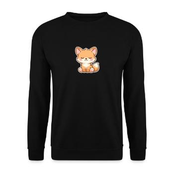 Süßes Baby-Fuchs schlafend im Kawaii-Stil - Unisex Pullover - Schwarz - Vorne - Alina (178cm) & Michal (187cm)
