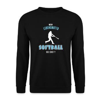 Softball Softballer Softballfan Softballspiel - Unisex Pullover - Schwarz - Vorne - Alina (178cm) & Michal (187cm)