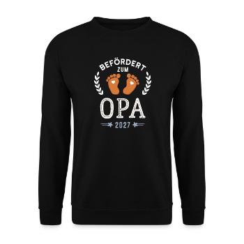 Befördert zum Opa 2027 Neuer Großvater - Unisex Pullover - Schwarz - Vorne - Alina (178cm) & Michal (187cm)