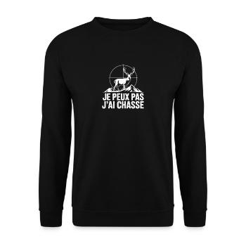 Je peux pas j'ai chasse cerf silhouette - Sweat-shirt Unisexe - noir - Devant - Alina (178cm) & Michal (187cm)
