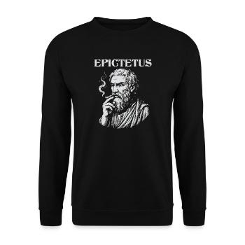 Epictetus smoking cigarette portrait design - Unisex Sweatshirt - black - Front - Alina (178cm) & Michal (187cm)