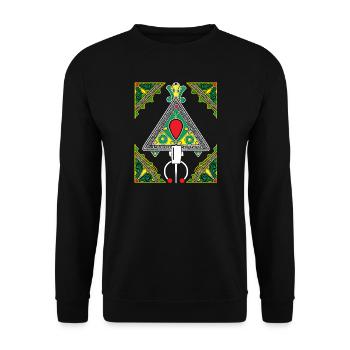Kabylie Schmuck buntes dreieckiges Emblem - Unisex Pullover - Schwarz - Vorne - Alina (178cm) & Michal (187cm)