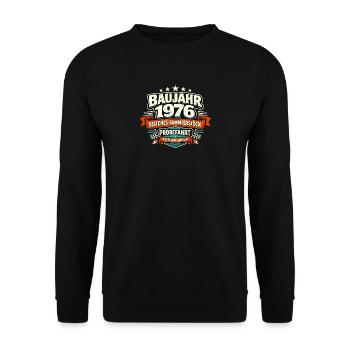 Baujahr 1976 Seltenes Sammlerstück  - Unisex Pullover - Schwarz - Vorne - Alina (178cm) & Michal (187cm)
