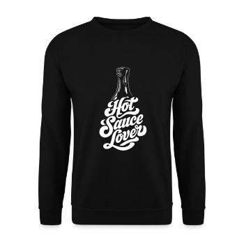 Hot Sauce Lover Bottle Art - Unisex Pullover - Schwarz - Vorne - Alina (178cm) & Michal (187cm)