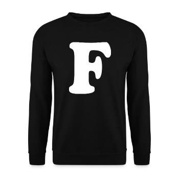 Grande impression en F | Lettre F | F Logo - Sweat-shirt Unisexe - noir - Devant - Alina (178cm) & Michal (187cm)