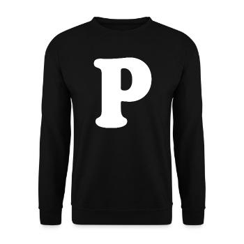 Large P Style Print | Letter P | P Logo - Unisex Sweatshirt - black - Front - Alina (178cm) & Michal (187cm)