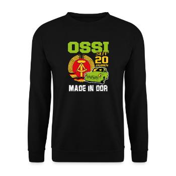 Geburtstag DDR Ossi Ost Produkt 20 Jahre - Unisex Pullover - Schwarz - Vorne - Alina (178cm) & Michal (187cm)