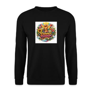 Poings et Fleurs de Flower Power - Sweat-shirt Unisexe - noir - Devant - Alina (178cm) & Michal (187cm)