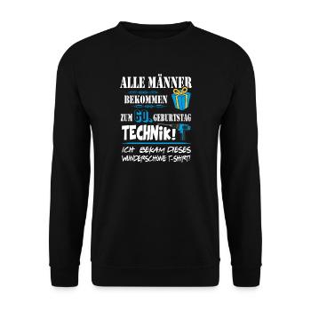 60. Geburtstag Technik Geschenk Mann Shirt - Unisex Pullover - Schwarz - Vorne - Alina (178cm) & Michal (187cm)