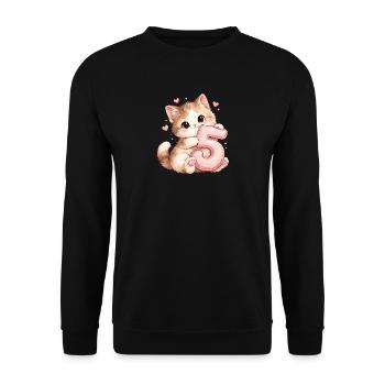 Kätzchen 5 Geburtstag - Unisex Pullover - Schwarz - Vorne - Alina (178cm) & Michal (187cm)
