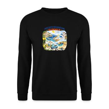Mittelmeer-Sommer-Mosaik - Unisex Pullover - Schwarz - Vorne - Alina (178cm) & Michal (187cm)