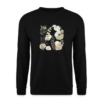 Natürliche Aquarellbotanik - Unisex Pullover - Schwarz - Vorne - Alina (178cm) & Michal (187cm)