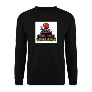 Game Over Touch Grass Pixel - Sweat-shirt Unisexe - noir - Devant - Alina (178cm) & Michal (187cm)
